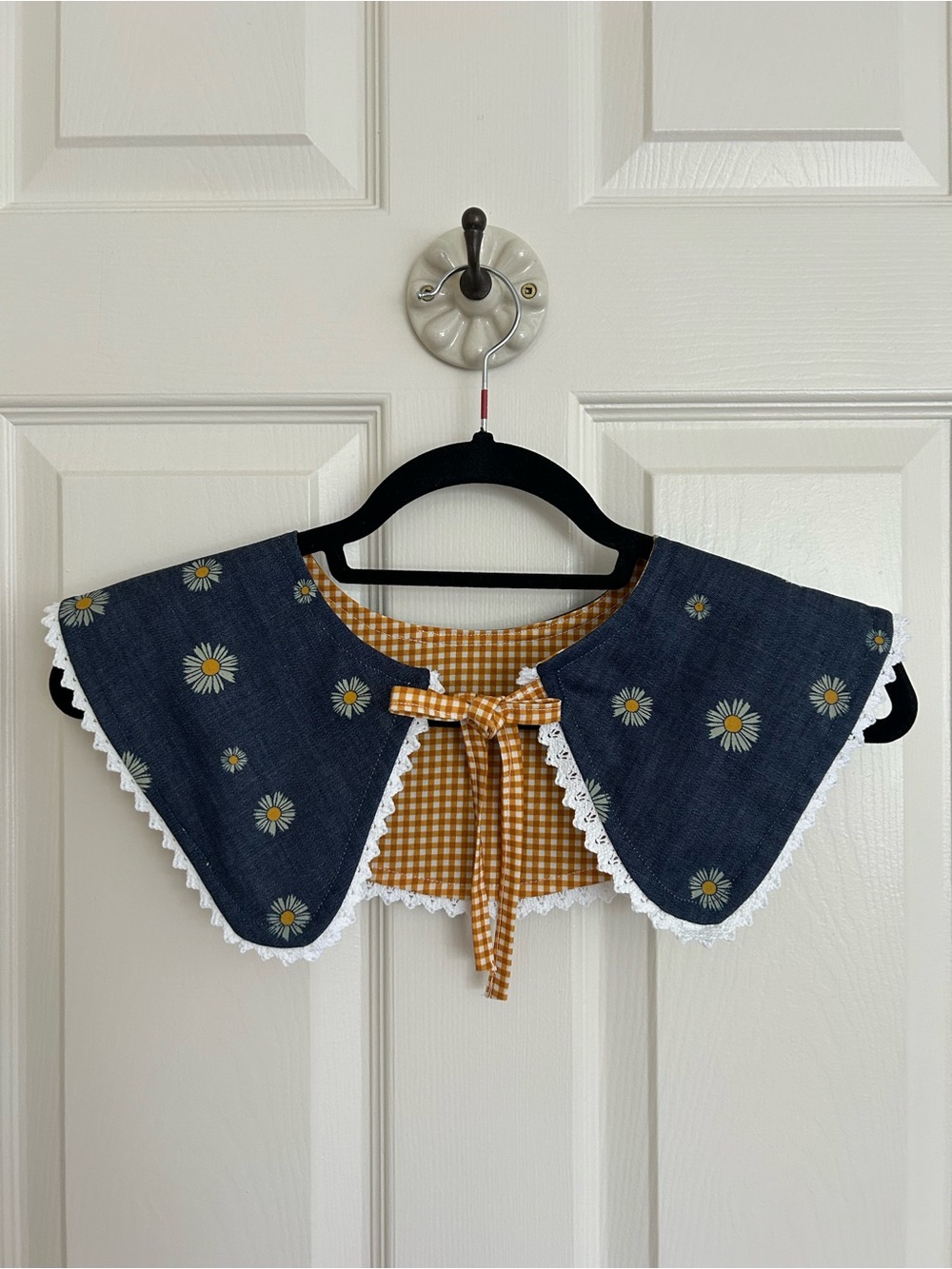 Reversible Detachable Collar in Daisy Denim and Golden Gingham